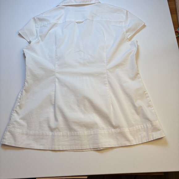 NY&C Stretch Empire Waist Blouse White Career Top Size 18 - Picture 3 of 8